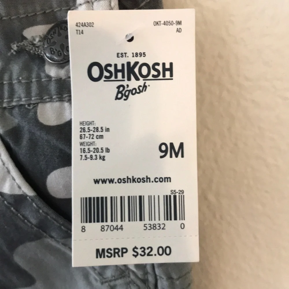 NWT Oshkosh B’Gosh Camo Short-Overalls